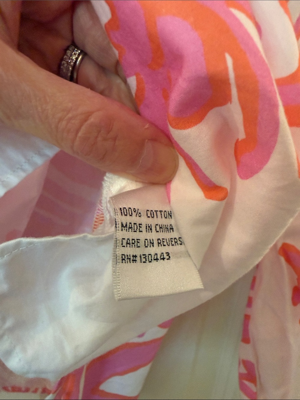 PATTY KIM White Top with Pink and Orange Fun Print Size Medium - Picture 5 of 5